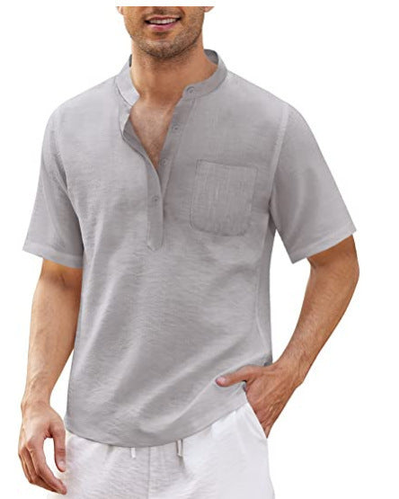 Herren hochwertiges Kurzarm-Henley-Shirt mit praktischer Brusttasche Aliams