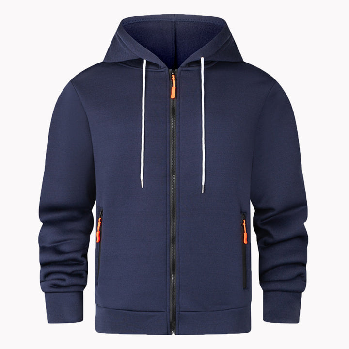 Herren sportlicher Fleece-Hoodie mit funktionalen Reißverschlusstaschen Aliams