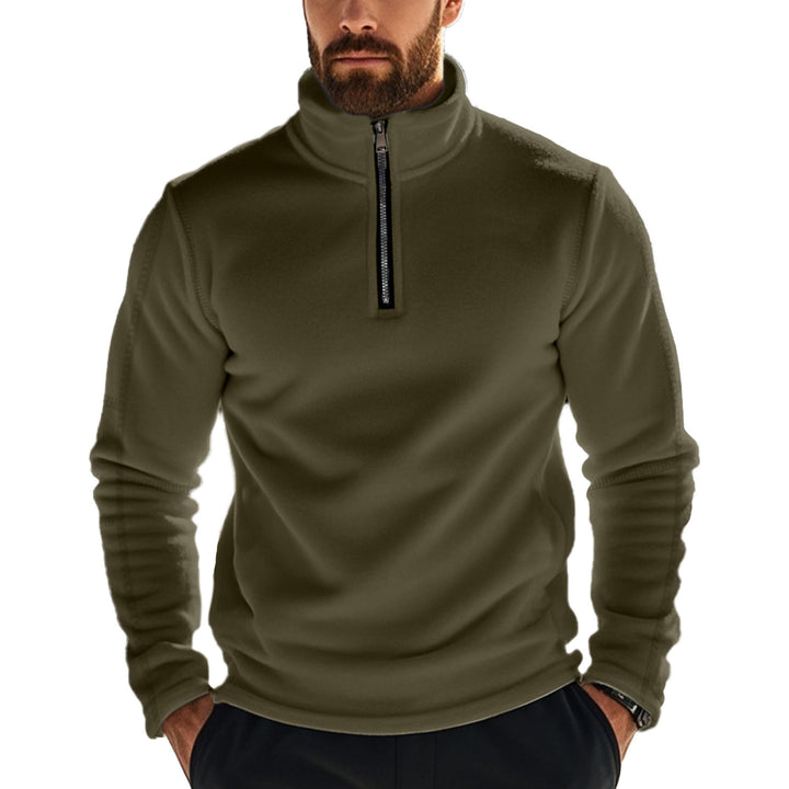 Herren Fleece-Pullover mit halbem Reißverschluss und praktischen Taschen Aliams
