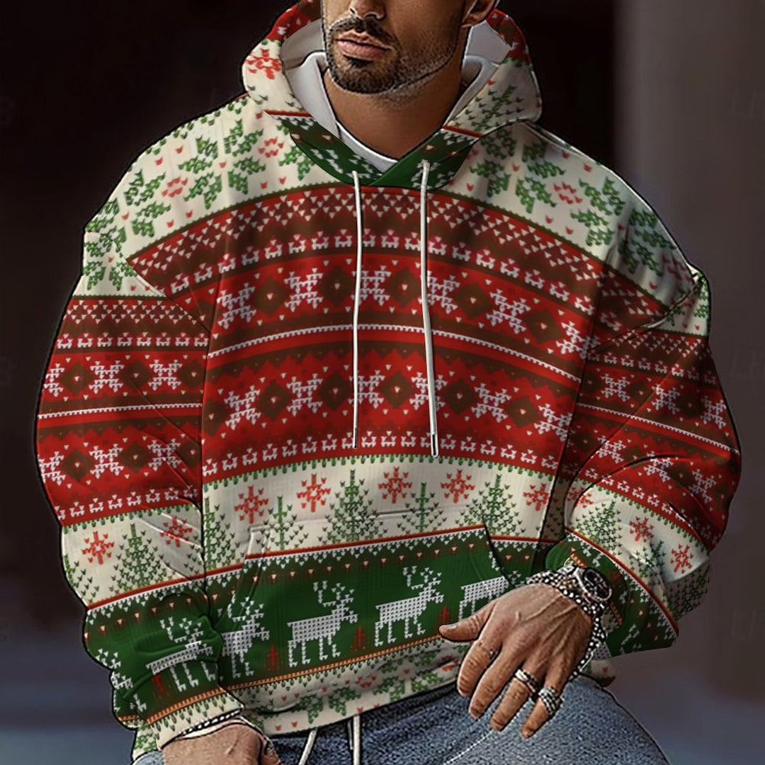 Herren Weihnachts-Hoodie mit farbenfrohem grafischen Design und bequemer Passform Aliams