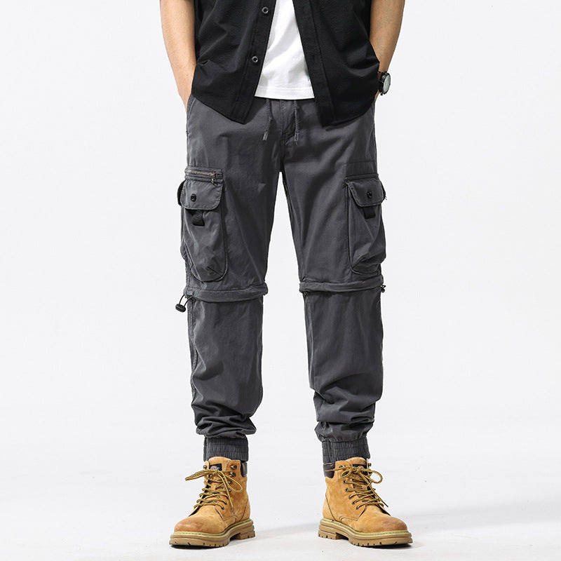 Herren funktionale Cargo-Hose mit verstellbarem Bund und Mehrzwecktaschen Aliams