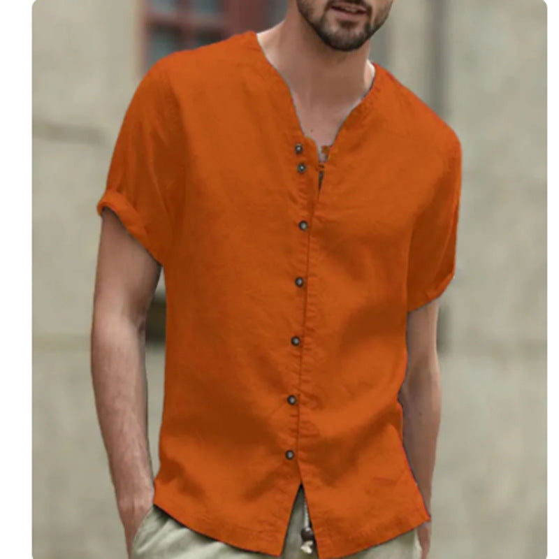 Herren Kurzarm-Hemd mit strukturierter Oberfläche und modernen Knöpfen Aliams