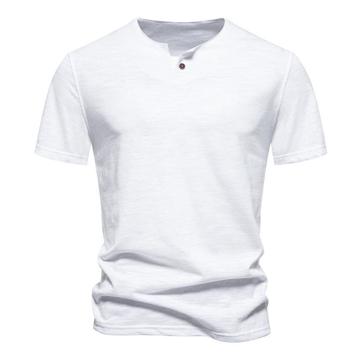Herren Kurzarm-Henley-Shirt mit elegantem Knopfdesign Aliams