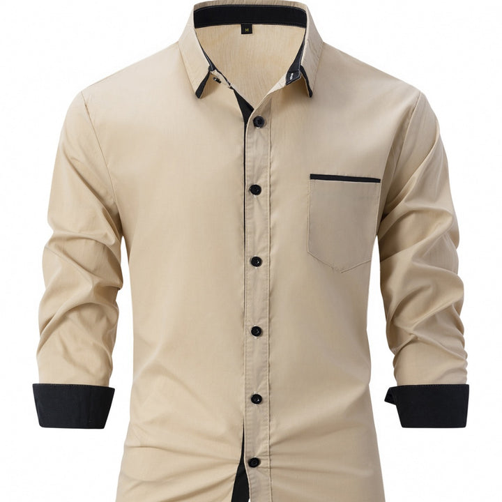 Herren Elegantes Baumwoll-Hemd mit Kontrastkragen Aliams