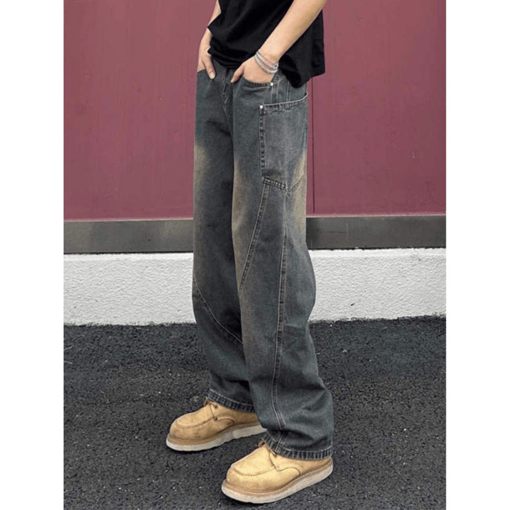Herren weit geschnittene Jeans mit asymmetrischem Design Aliams