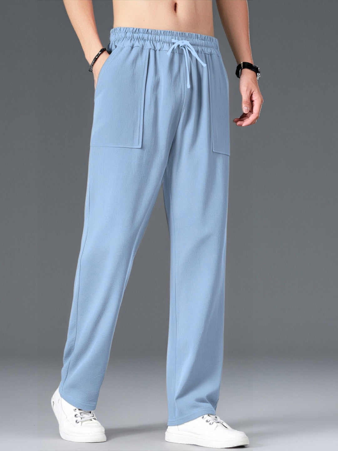 Herren Bequeme Freizeithosen mit elastischem Bund und seitlichen Taschen Aliams