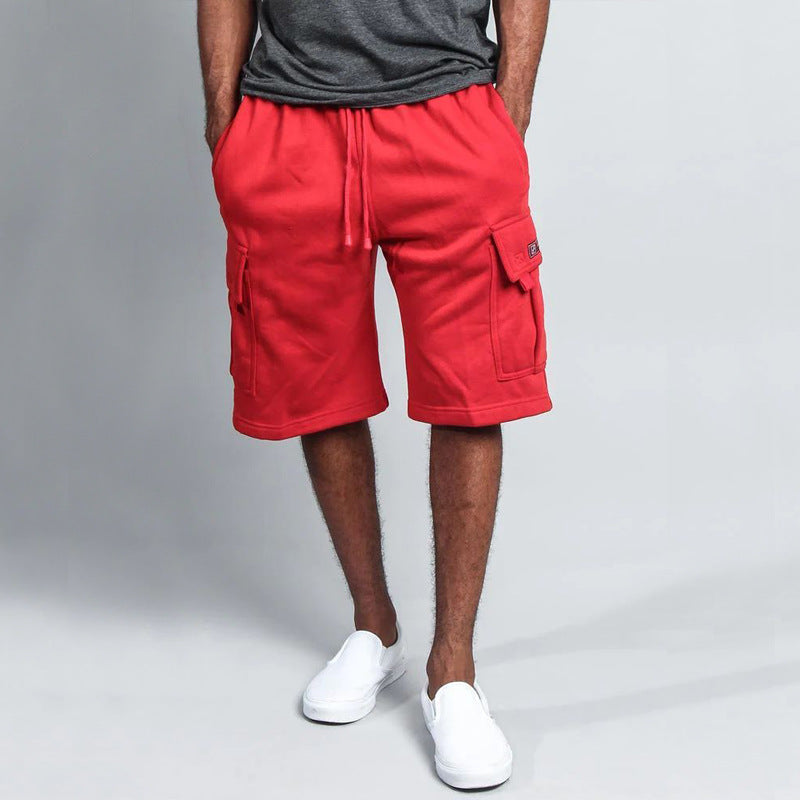 Herren Cargo-Shorts aus atmungsaktivem Sweatstoff mit verstellbarem Kordelzug und praktischen Taschen Aliams