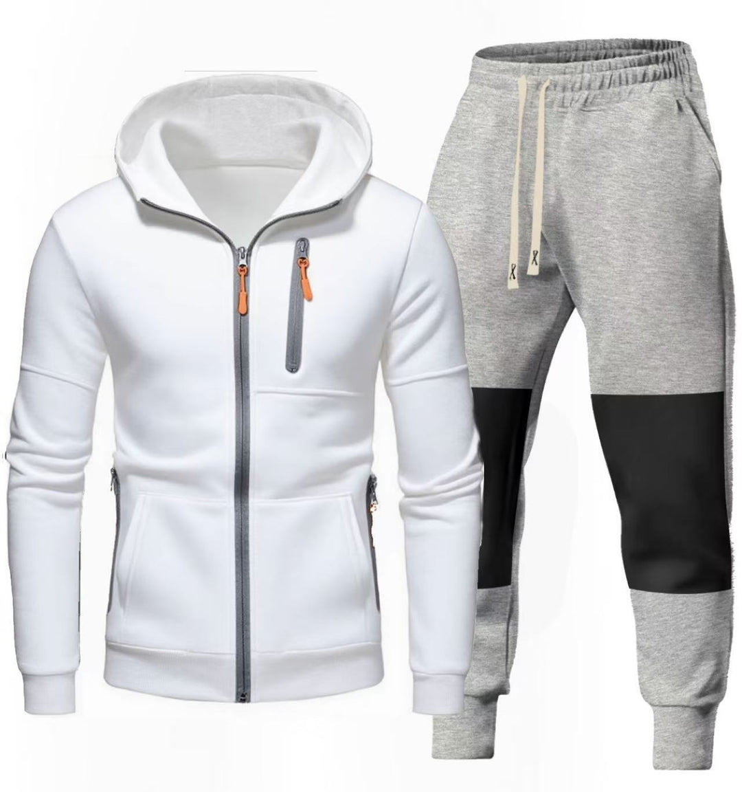 Herren Sportliches Hoodie- und Jogginghose-Set mit Funktionalen Reißverschlusstaschen Aliams