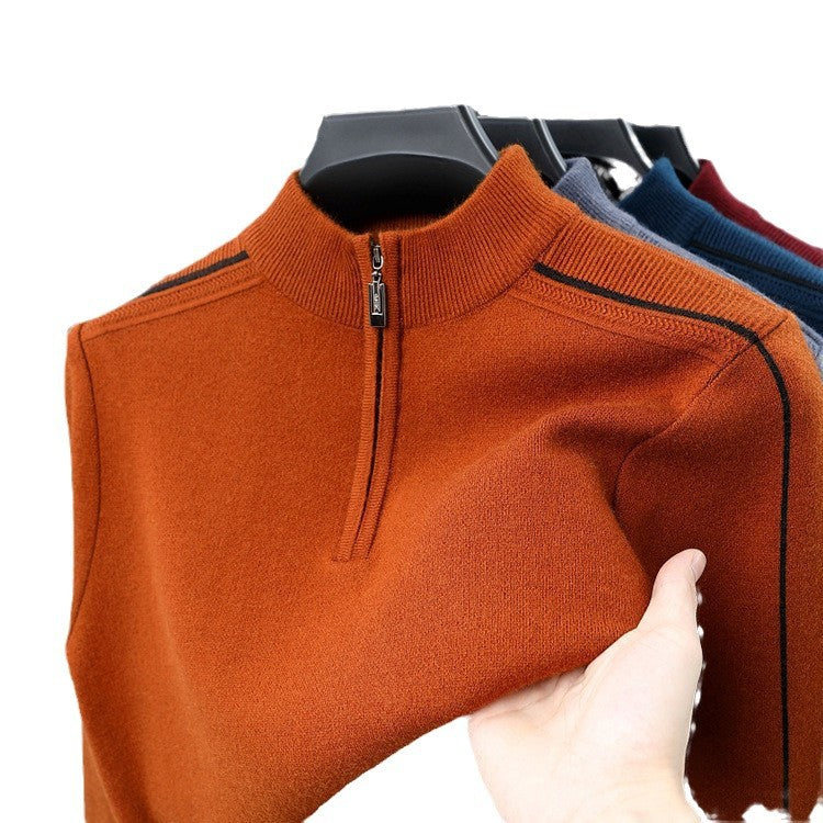 Herren Fleece-Pullover mit moderne Stehkragen und halbem Reißverschluss Aliams