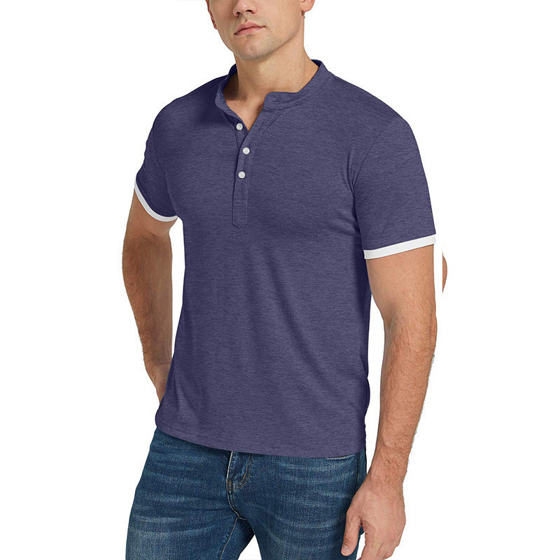 Herren Kurzarm-Henley-Shirt mit modernem Kragen und eleganter Knopfleiste Aliams