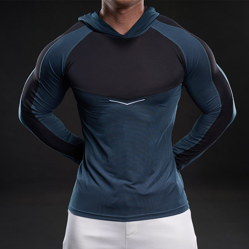 Herren sportliches Langarm-Funktionsshirt mit Kapuze und atmungsaktivem Design Aliams