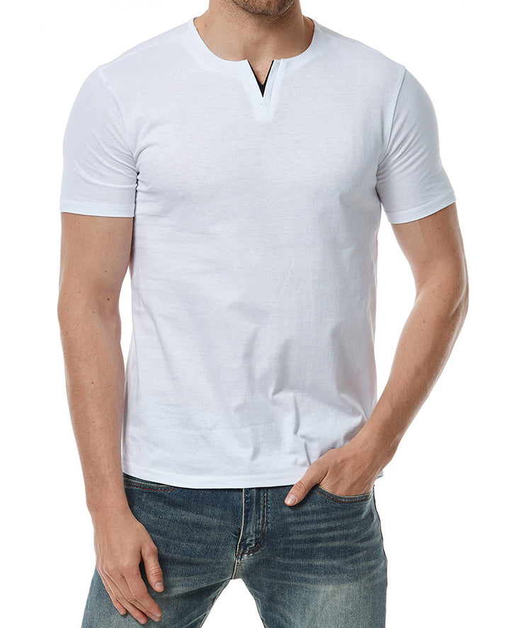 Herren Kurzarm-Henley-Shirt mit modernem Ausschnitt und bequemer Passform Aliams