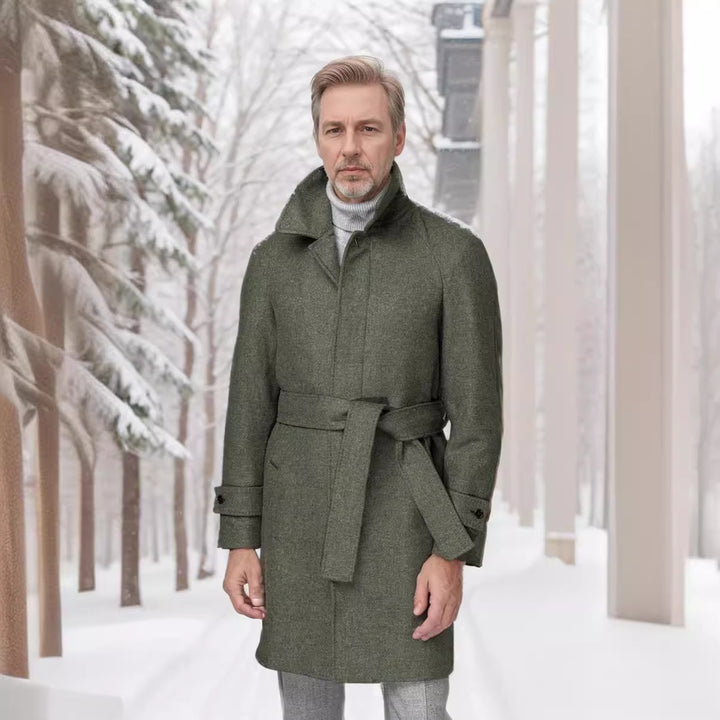 Herren klassischer Trenchcoat mit stilvollem Gürtel und doppelter Knopfreihe Aliams