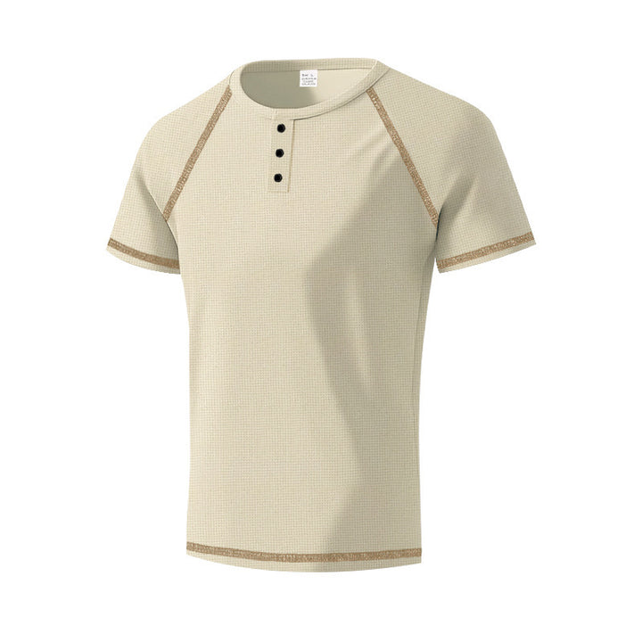 Herren Kurzarm-Hemd mit Knopfleiste und kontrastierenden Akzenten Aliams