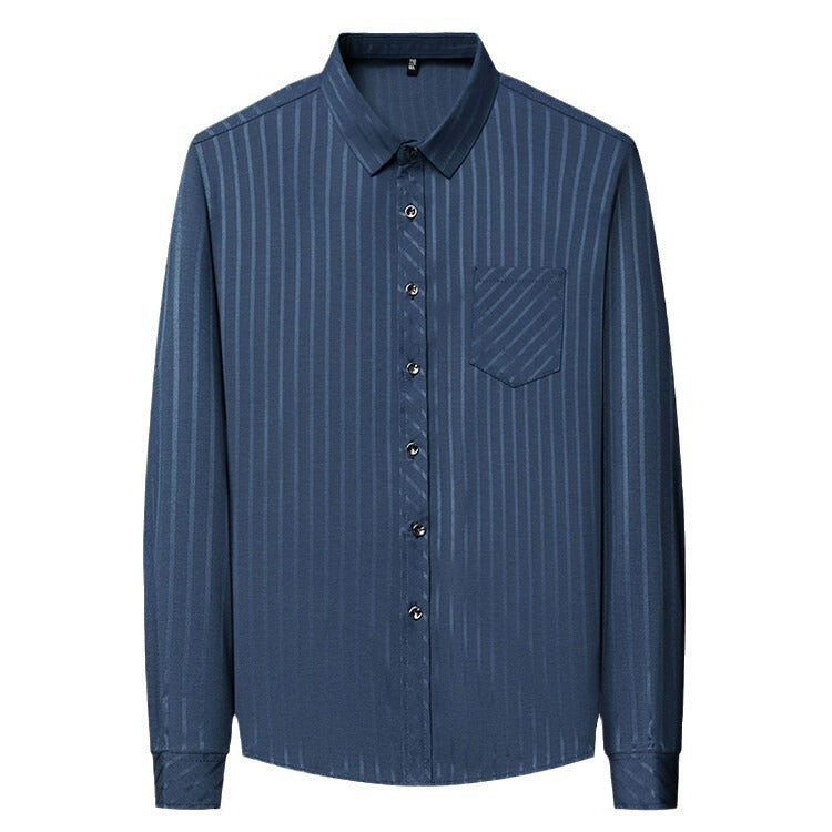 Herren elegantes Langarmhemd mit feiner Streifenstruktur Aliams