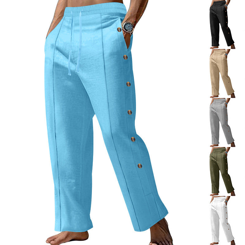 Herren Elegante Freizeithose mit verstellbarem Bund und praktischen Druckknöpfen Aliams
