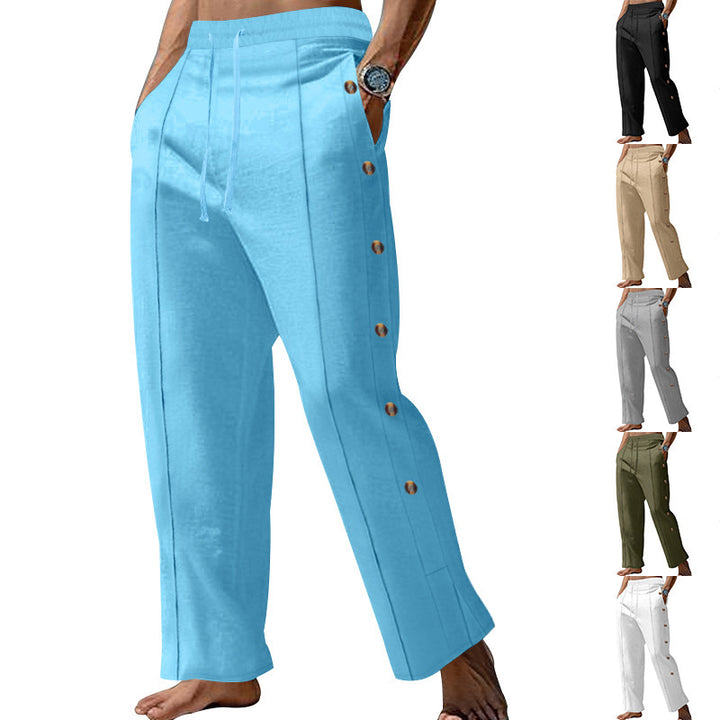 Herren Elegante Freizeithose mit verstellbarem Bund und praktischen Druckknöpfen Aliams
