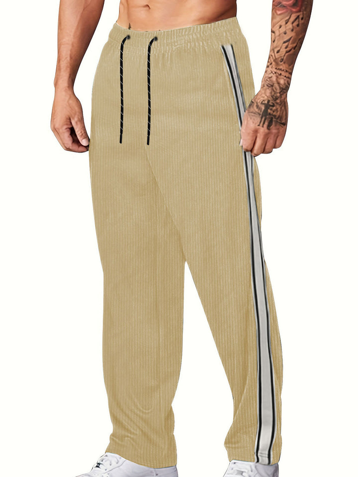 Herren Freizeithosen mit vertikalem Streifenmuster und elastischem Taillenbund Aliams