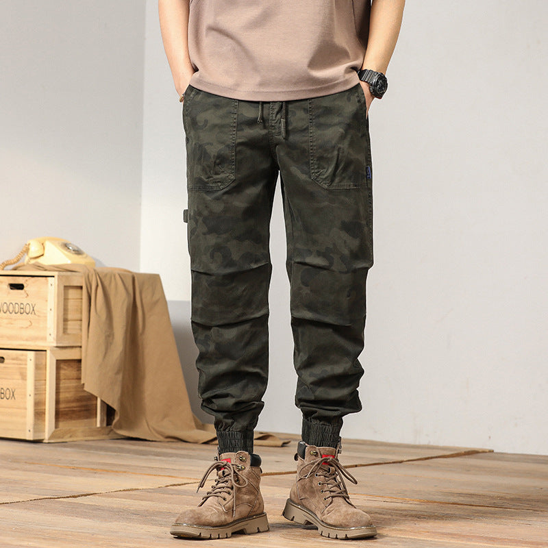 Herren Cargohose im lässigen Camouflage-Design mit elastischem Bund und mehreren Taschen Aliams