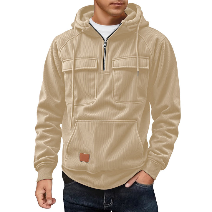 Herren Fleecepullover mit angezipptem Kragen und praktischen Taschen Aliams