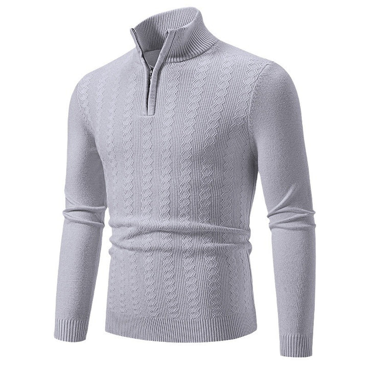 Herren Strickpullover mit Reißverschluss und grafischem Zopfmuster Aliams