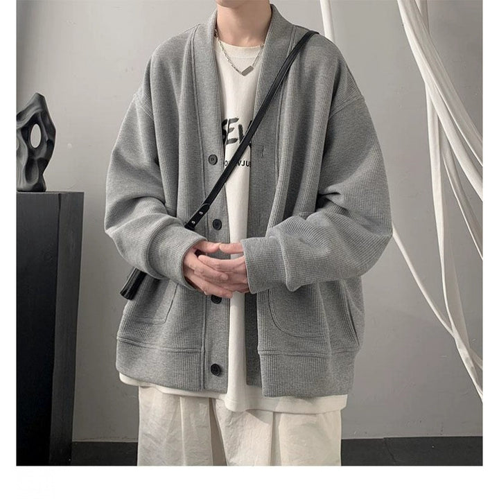 Damen lässige Strickjacke mit tiefem V-Ausschnitt und praktischen Taschen Aliams