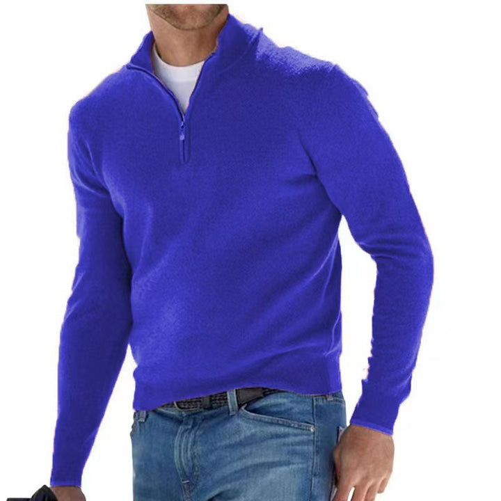 Herren eleganter Pullover mit hohem Kragen und feinem Rippdesign Aliams