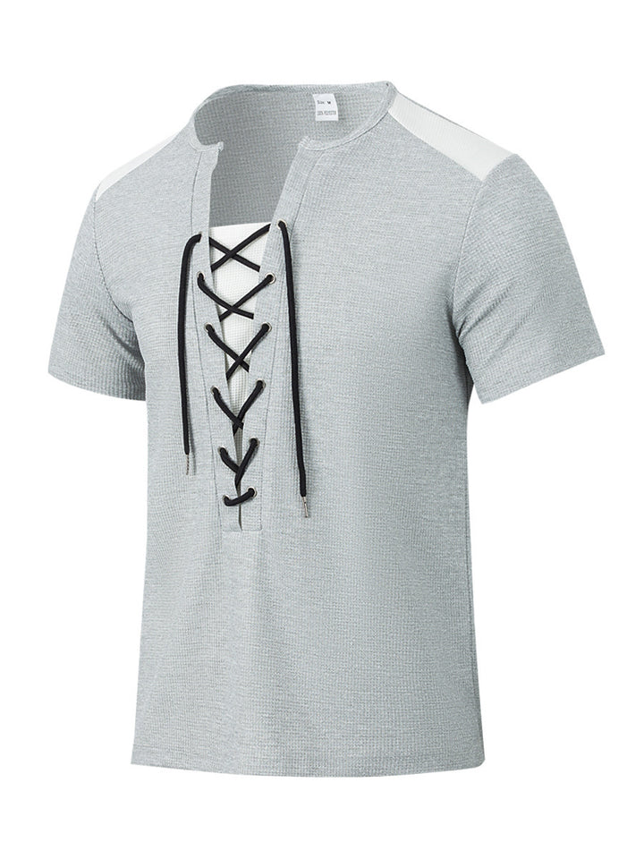 Herren Kurzarm Shirt mit sportlichem Schnürdesign Aliams