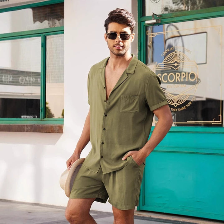 Herren Kurzarm-Hemd und Shorts Set Aliams