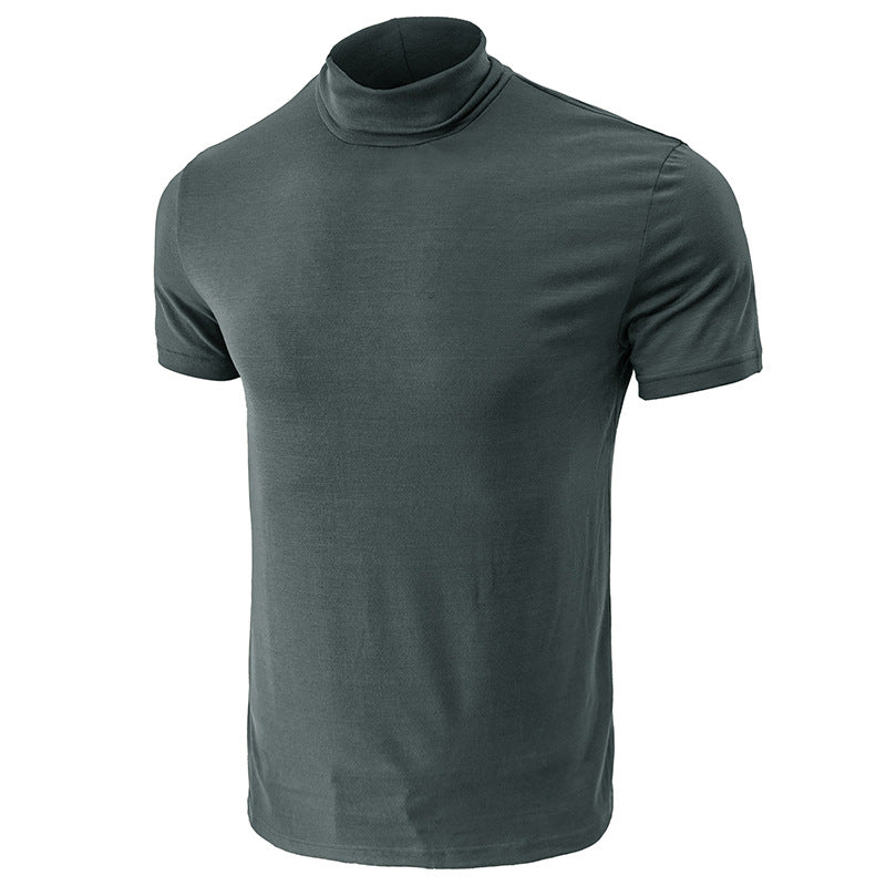 Herren Kurzarm-T-Shirt mit hohem Kragen und elastischem Material Aliams