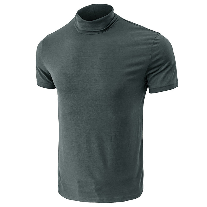 Herren Kurzarm-T-Shirt mit hohem Kragen und elastischem Material Aliams