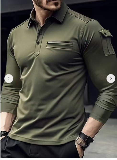 Herren sportliches Langarm-Shirt mit praktischem Eingrifftaschen-Design Aliams