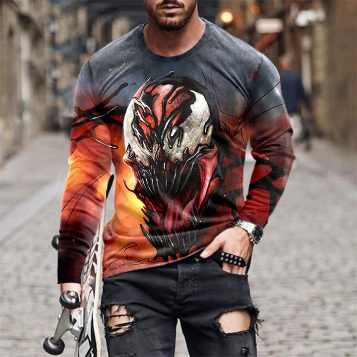 Herren Langarm T-Shirt mit künstlerischem Venom-Design Aliams