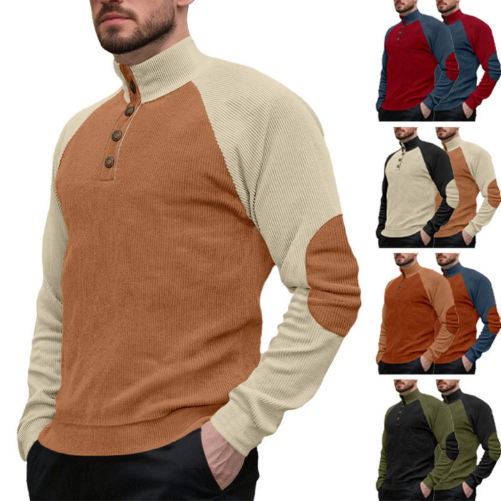 Herren Strickpullover mit modernem Stehkragen und Knopfleiste Aliams