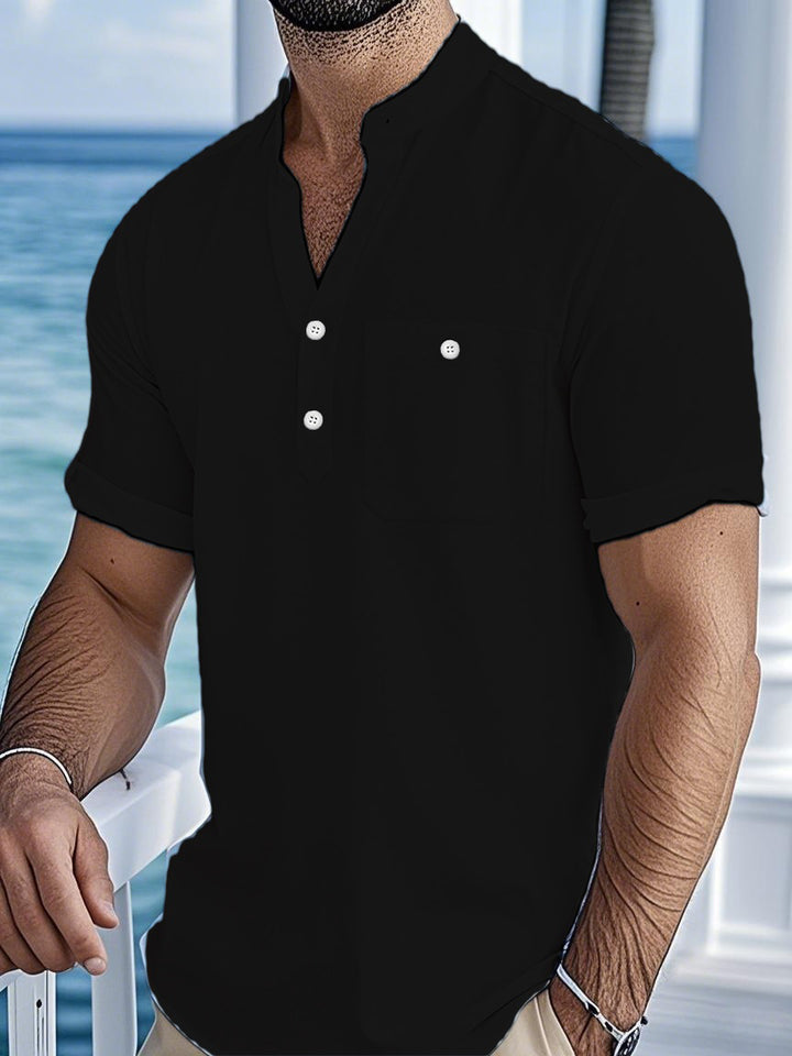 Herren Freizeit Kurzarm Hemd mit Knopfverschluss Aliams