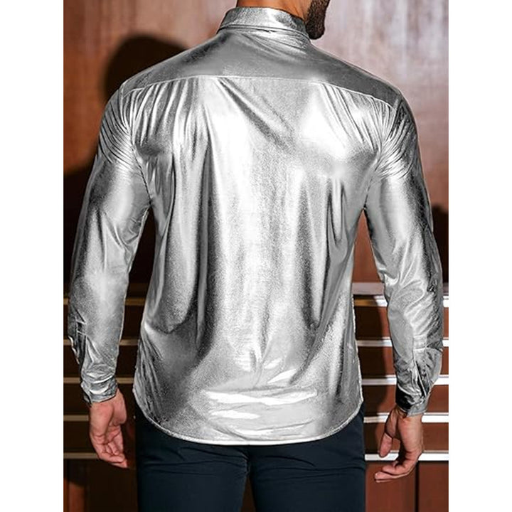 Herren elegante Paillettenhemd mit luxuriösem Flockmuster Aliams