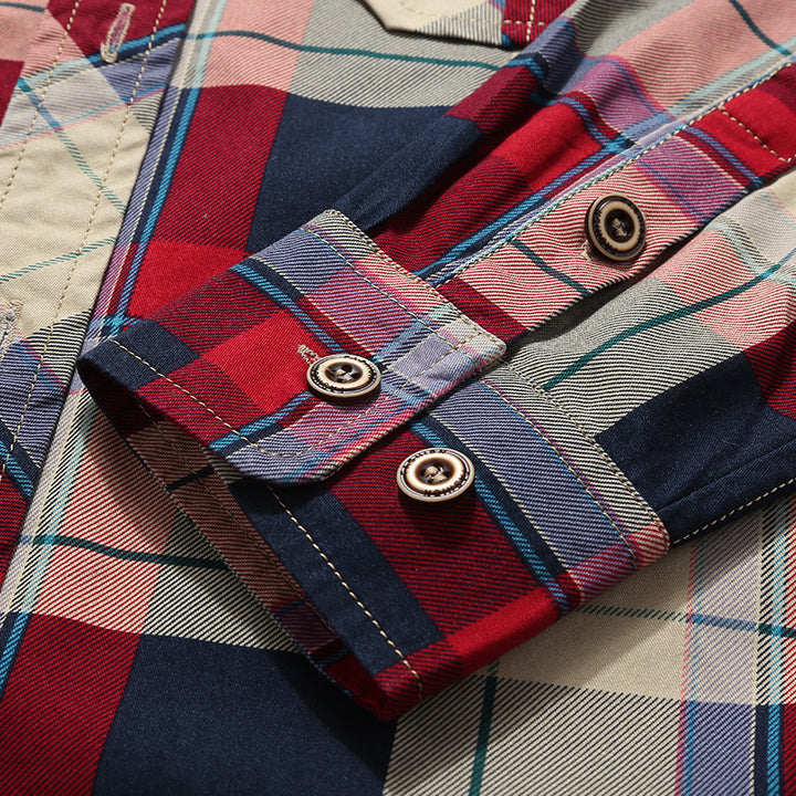 Herren Kariertes Langarmhemd Aliams