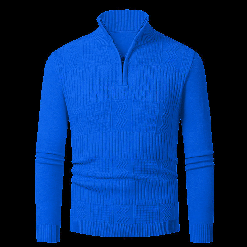 Herren Strickpullover mit modernem Reißverschluss und strukturierter Oberfläche Aliams