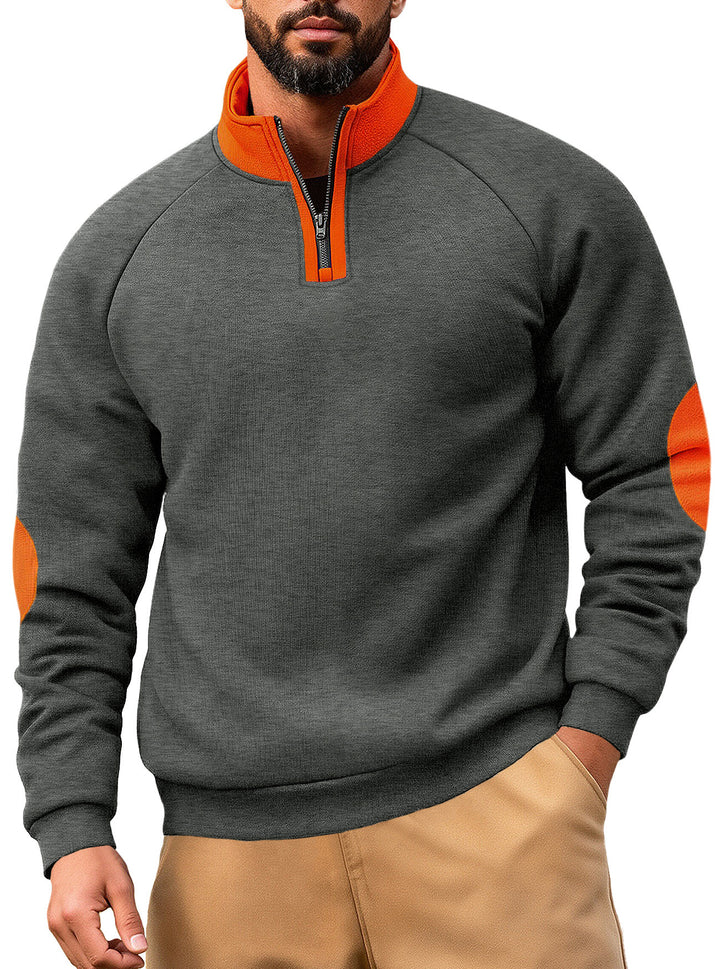 Herren Fleece-Kapuzenpullover mit innovativem Reißverschluss und Kontrastdetails Aliams