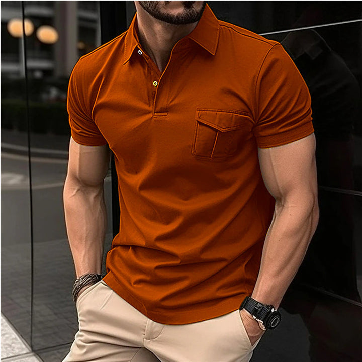Herren Kurzarm Poloshirt mit praktischer Brusttasche und modernem Schnitt Aliams