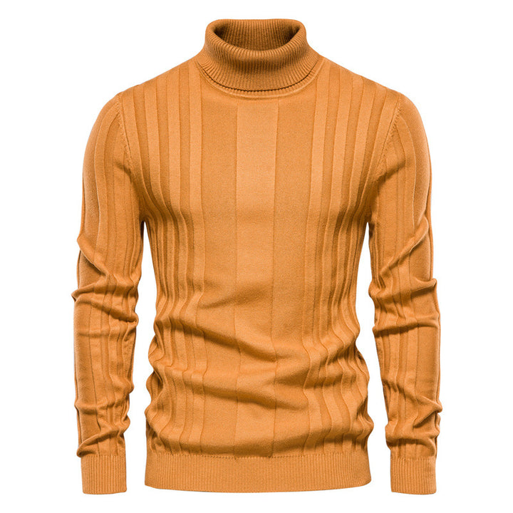 Herren Strickpullover mit hochgeschlossenem Kragen und eleganter Rippstruktur Aliams