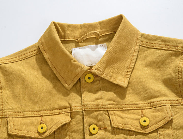 Herren stylische Denimjacke mit modernem Stehkragen und praktischen Taschen Aliams