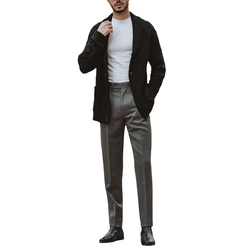 Herren gemütlicher Strickcardigan mit tiefem V-Ausschnitt und Knöpfen Aliams