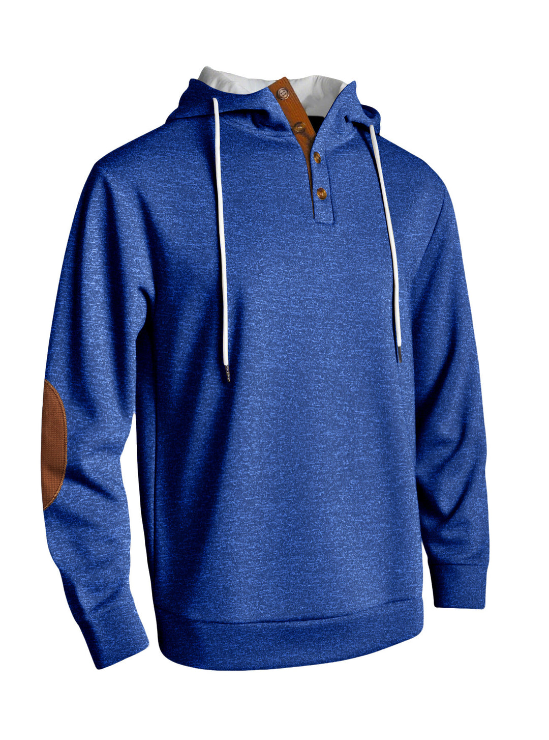 Herren Kapuzenpullover mit modernem Knopfleisten-Design und verstärkten Ellbogenpatches Aliams