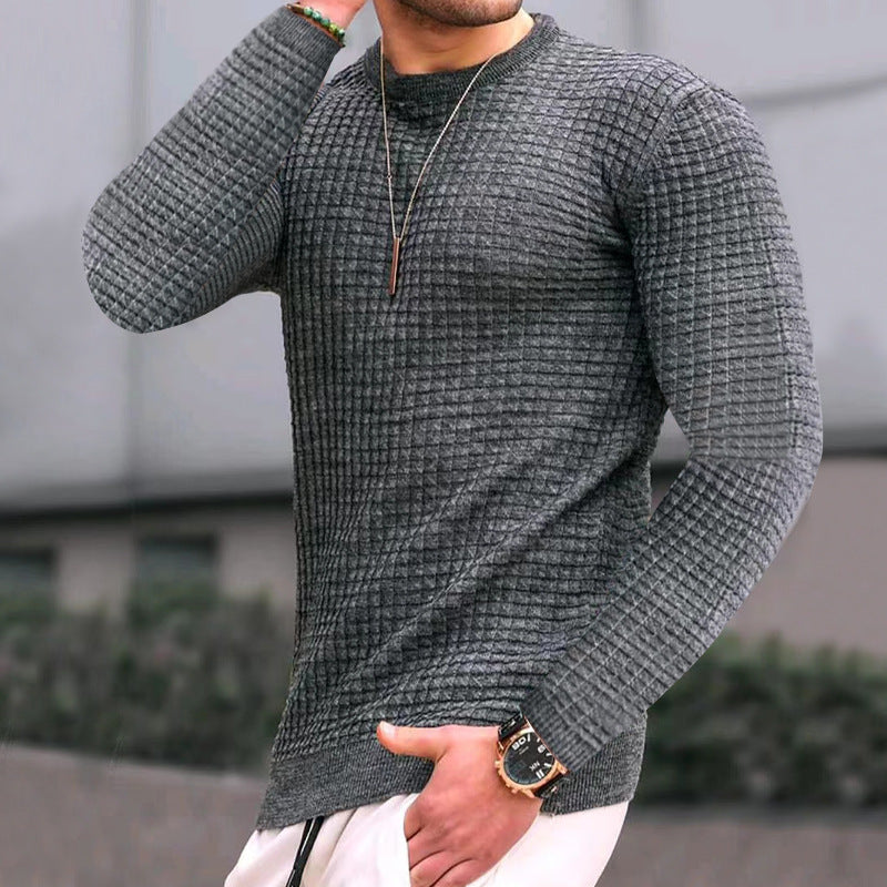 Herren strukturiertes Langarmshirt mit Rundhalsausschnitt Aliams