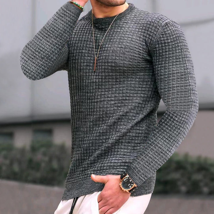 Herren strukturiertes Langarmshirt mit Rundhalsausschnitt Aliams