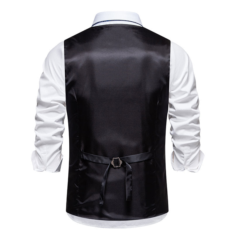 Herren elegante Anzugweste mit feinem Hahnentritt-Muster und praktischen Taschen Aliams