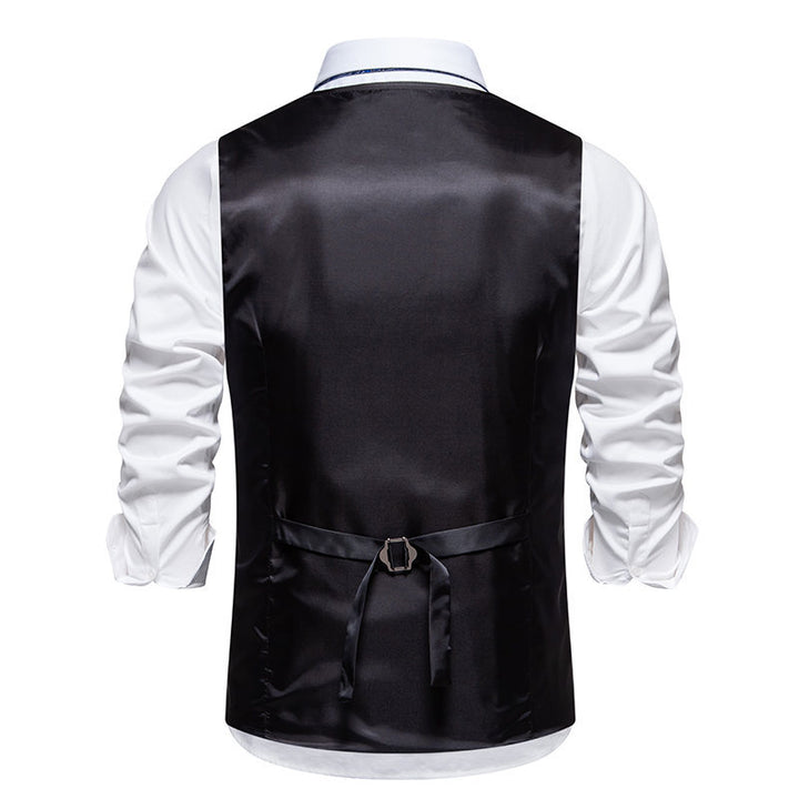 Herren elegante Anzugweste mit feinem Hahnentritt-Muster und praktischen Taschen Aliams