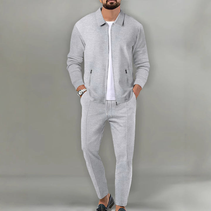 Herren sportliches Set mit strukturierter Jacke und elastischen Jogginghosen Aliams