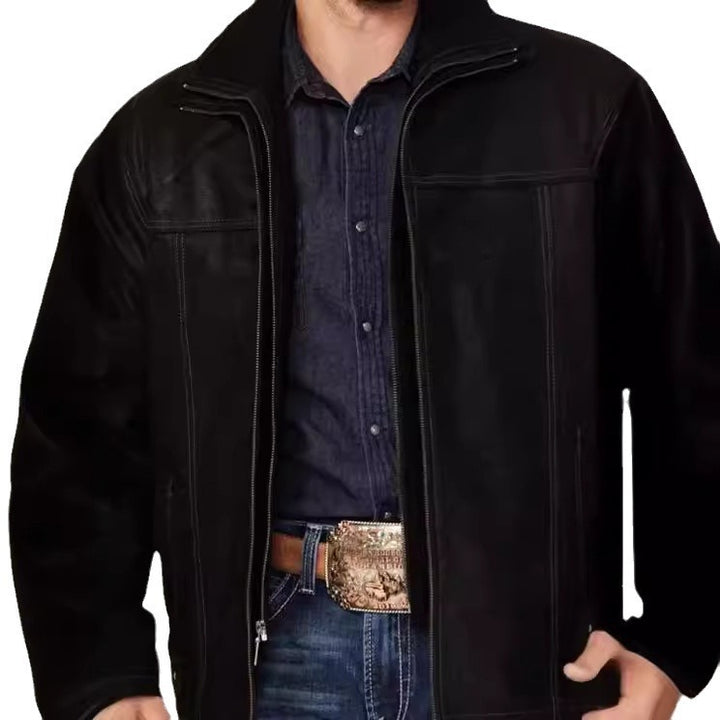 Herren hochwertige Lederjacke mit modernen Details und praktischen Taschen Aliams